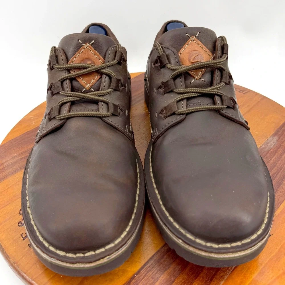 Clarks Collection Eastford Shoes Mens 9 Leather Lace Up Casual Brown